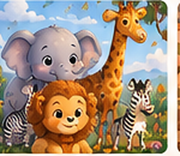 Playful animal friends illustration